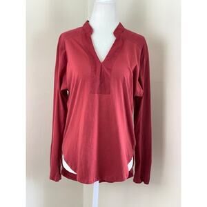 Anthropologie Porridge Popover Henley Blouse Top XS Red Boho Coastal Cowgirl